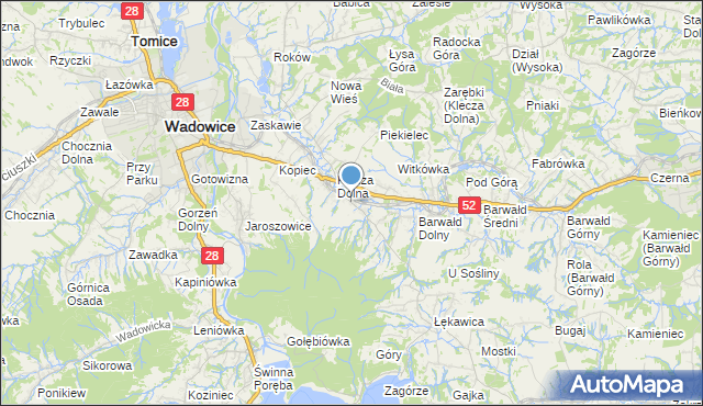 mapa Klecza Górna, Klecza Górna na mapie Targeo